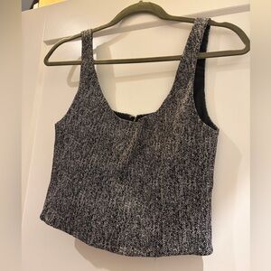 STAUD Wells Women’s Black and White Herringbone Cropped Tank Top